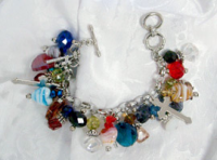 Glass Beaded Cross Charm Bracelet